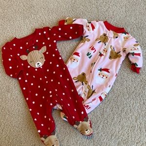 Carters Christmas fleece footed pajamas size 0-3 months.